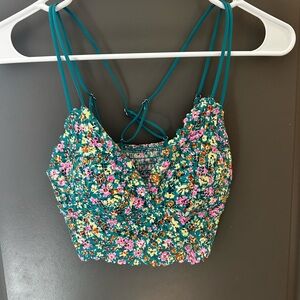 PINK Victoria's Secret Green and Pink
Smocked Crop Camisole